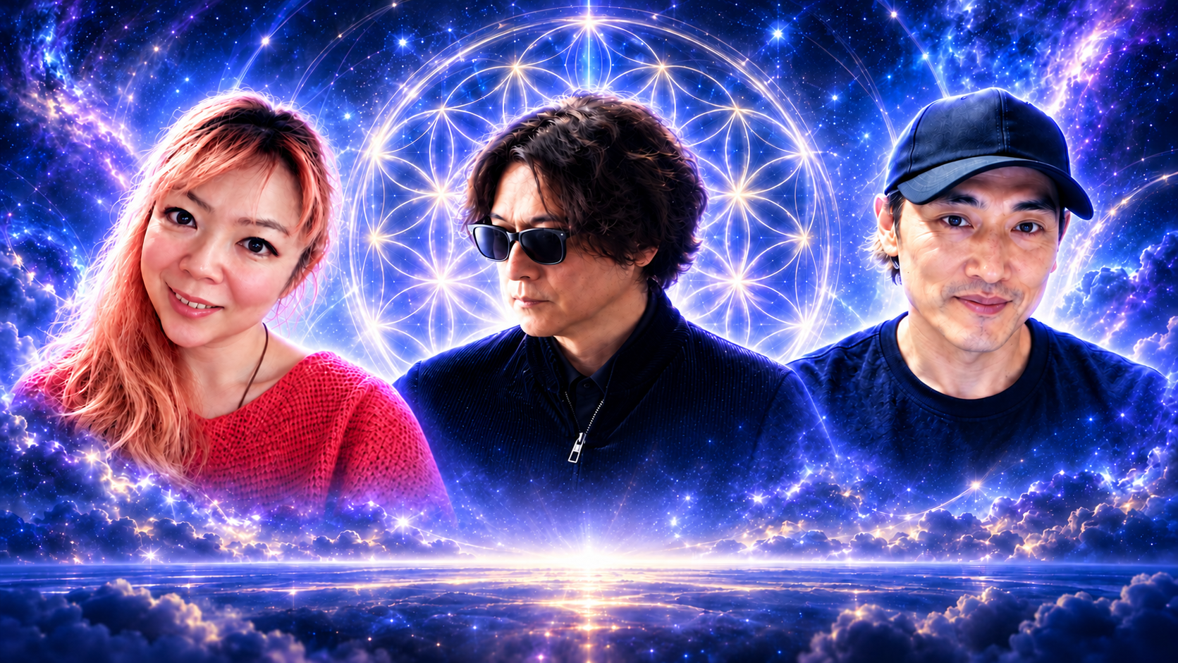 天日矛さんを中央に、砂月さんとdeさんが並ぶ特別講演会のバナー
